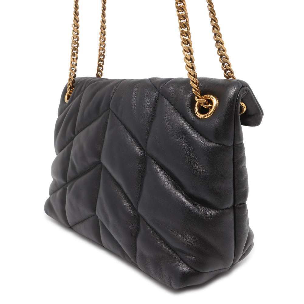 Saint Laurent Bag Shoulder Leather Loulou Paris Puffer Black Chain